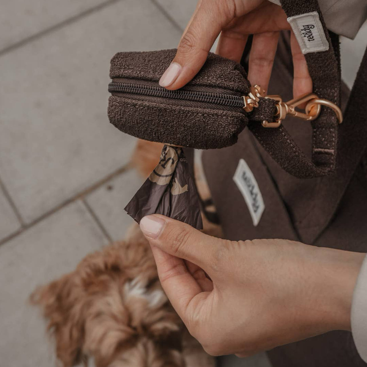 BOU-POOP-CHOC - Bouclé Poop Bag Holder Chocolate