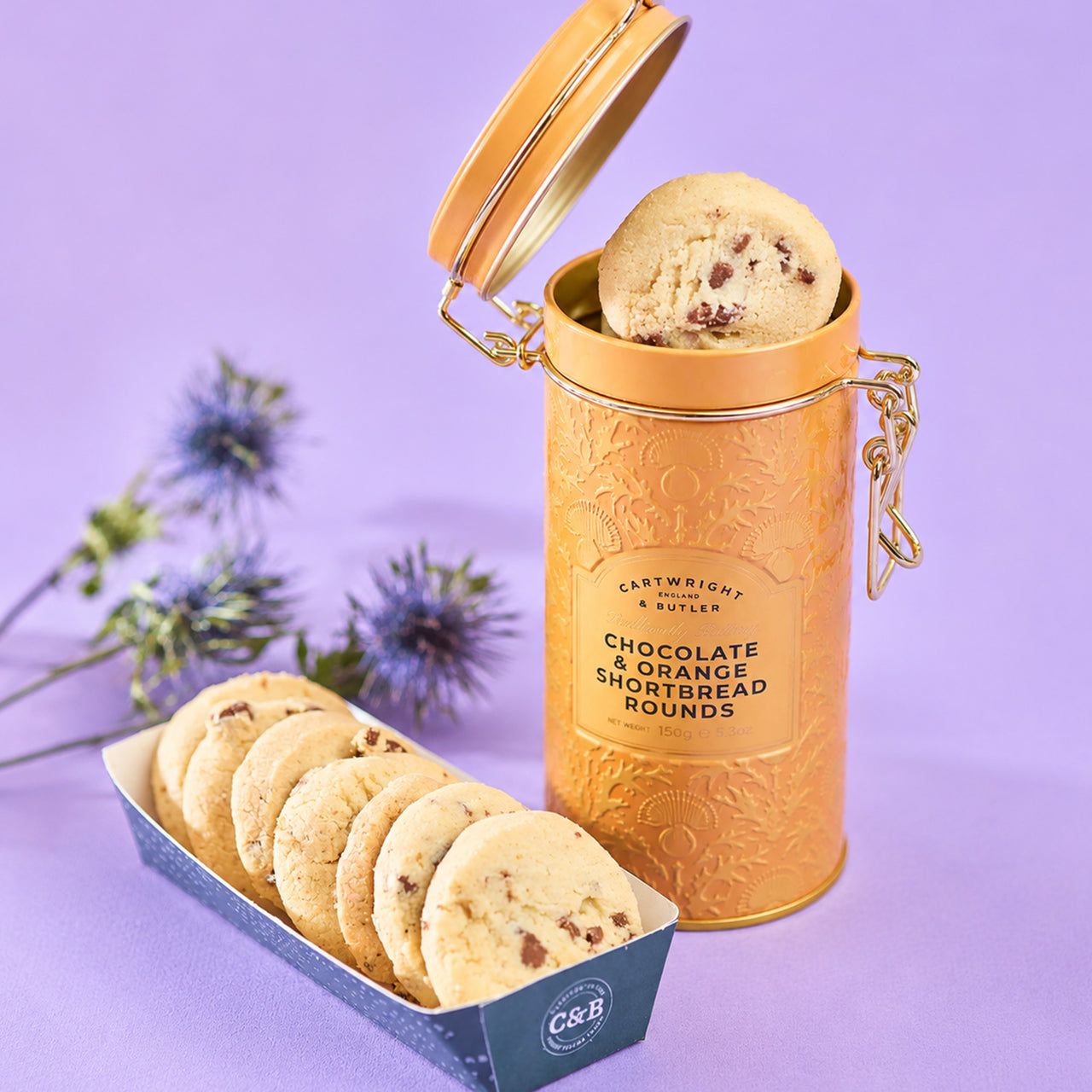4715 - Chocolate & Orange Shortbread Rounds in Tin