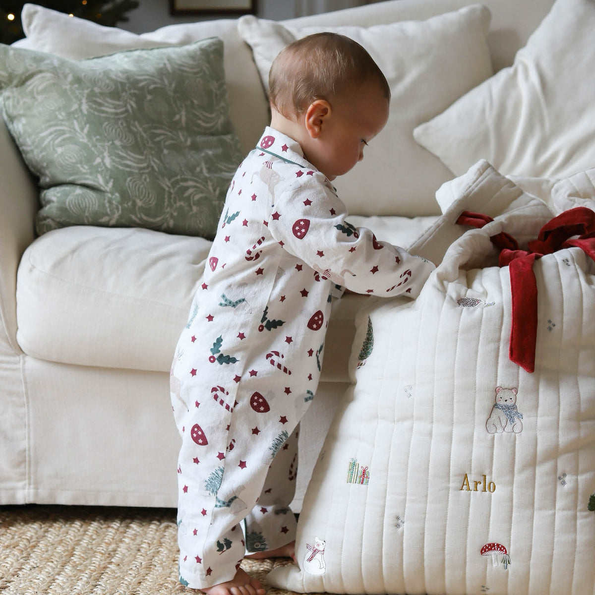 XSS06CCA - Christmas Carousel Baby Flannel Sleepsuit 3 To 6M