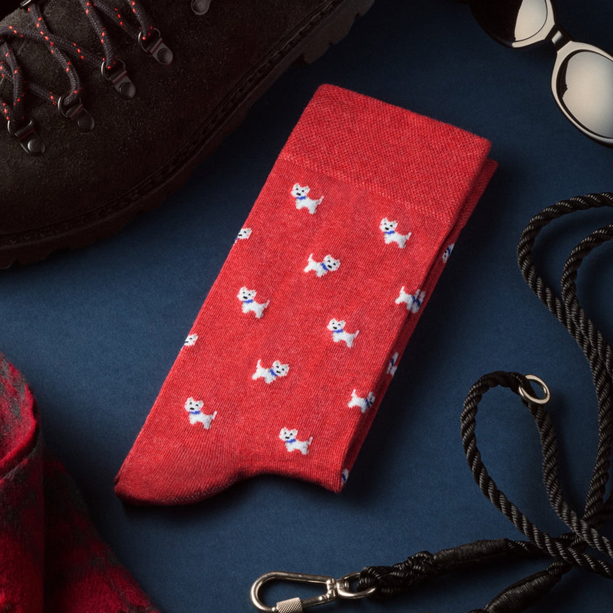 SING-WEST-RED-712 - The Westie Red Socks
