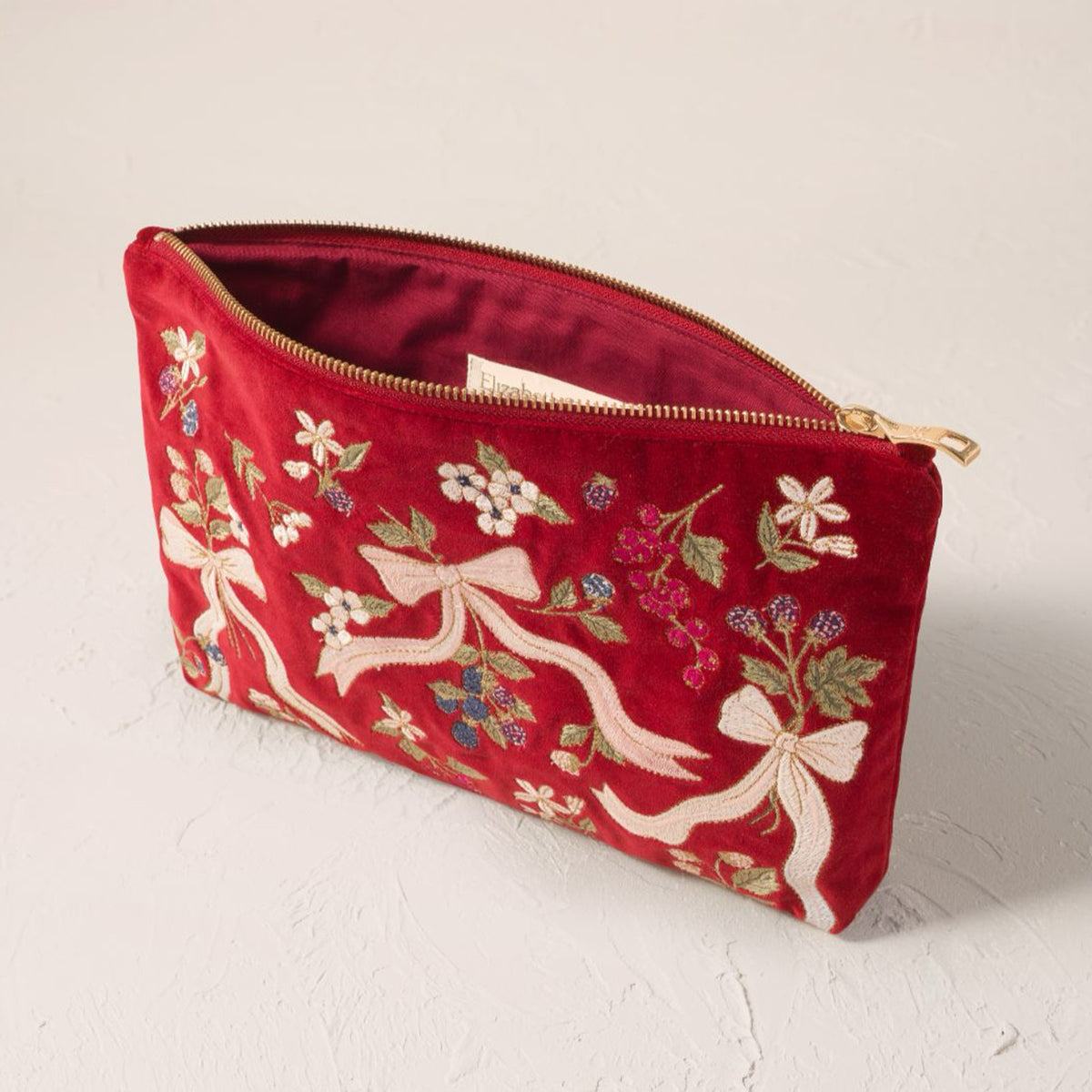 19396 - Berries & Bows Velvet Everyday Pouch Rouge