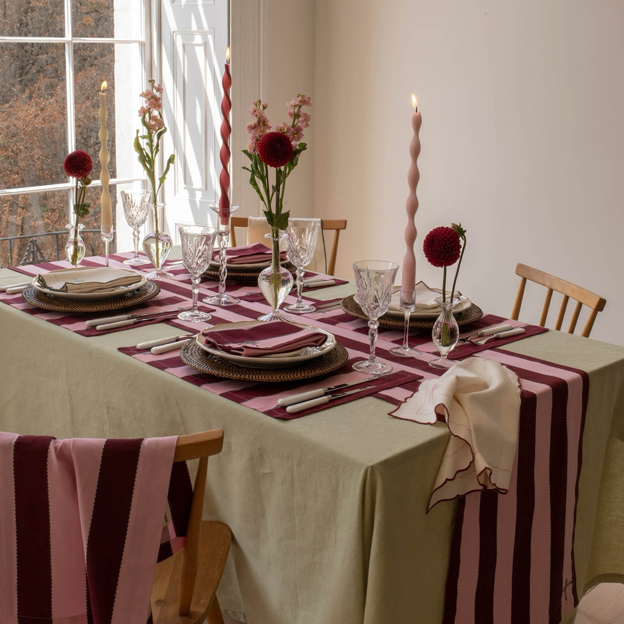 XTRBST - Burgundy Stripe Table Runner