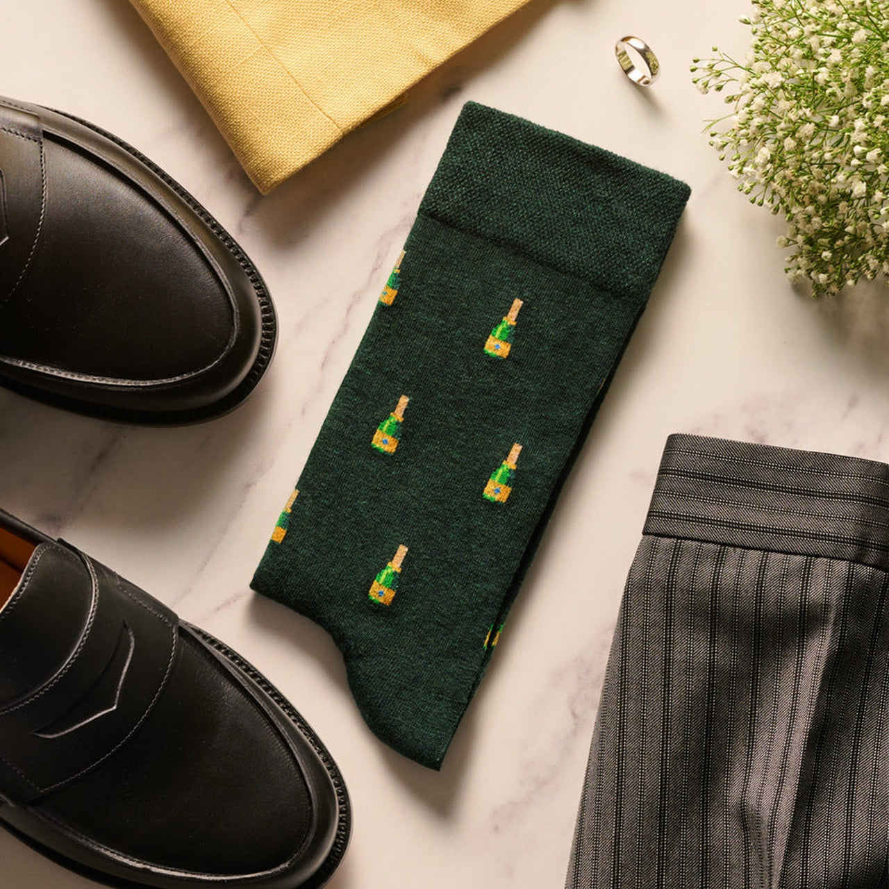 SING-BUBB-GREE-712 - The Bubbles Green Socks