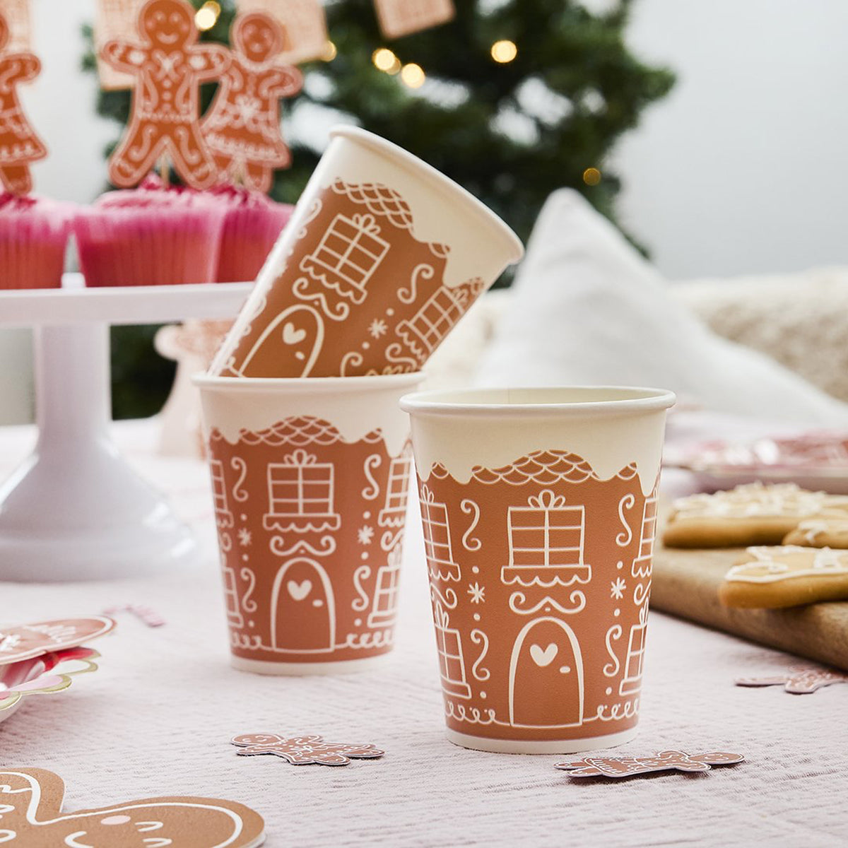 HBGB107 - Gingerbread House Paper Cups Pack of 8