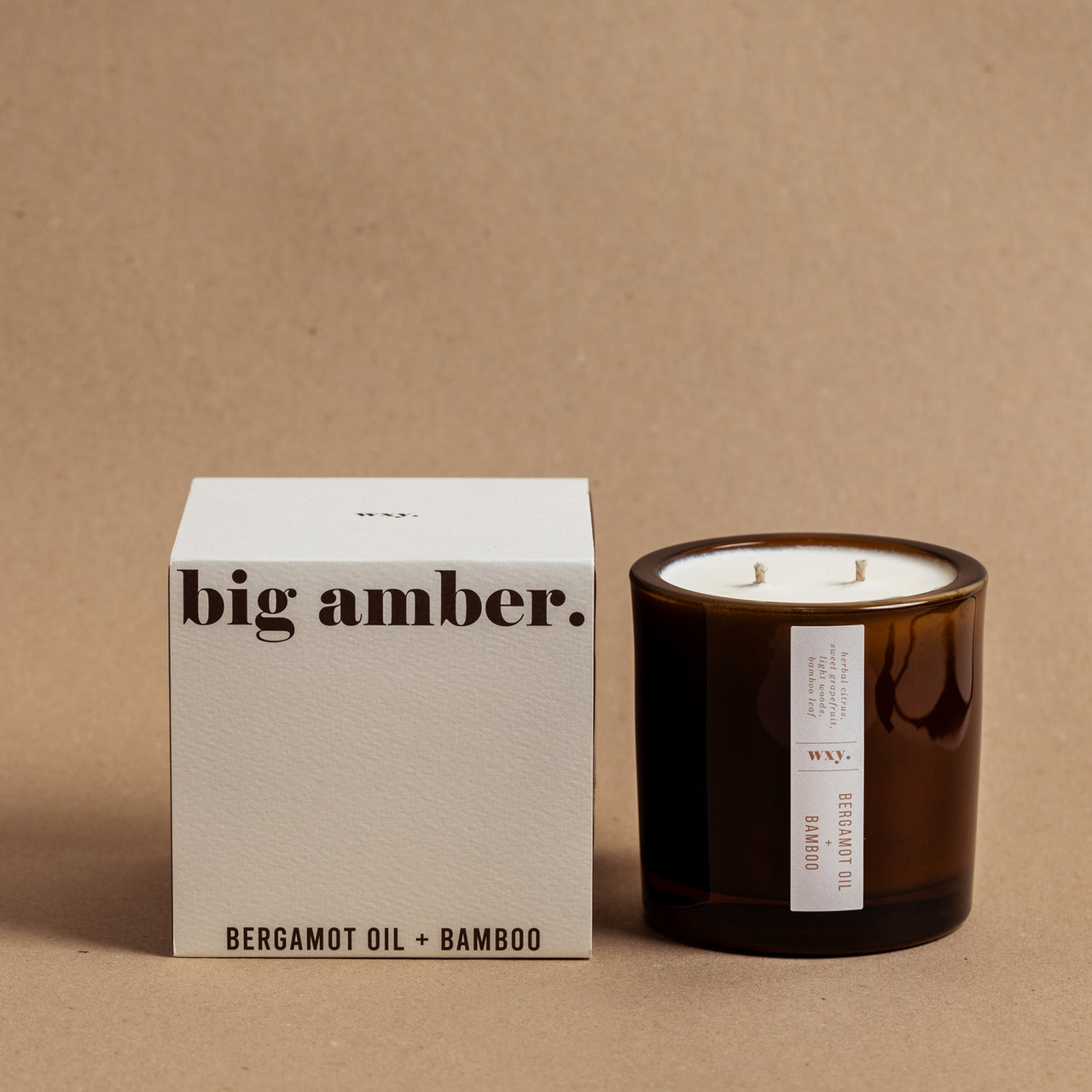 WXYBA0501 - Amber 5oz Candle Bamboo and Bergamot Oil