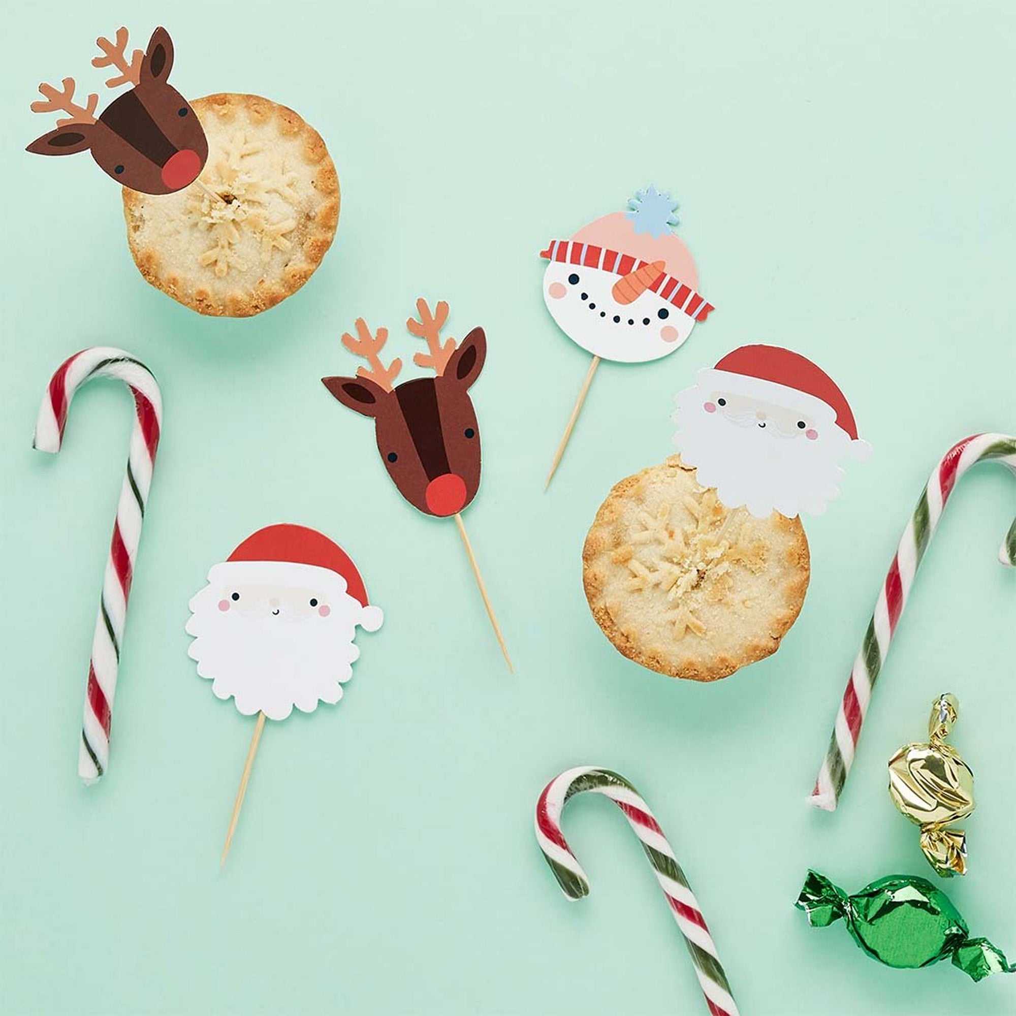 HBMC110 - Festive Friends Food Picks Pack of 12