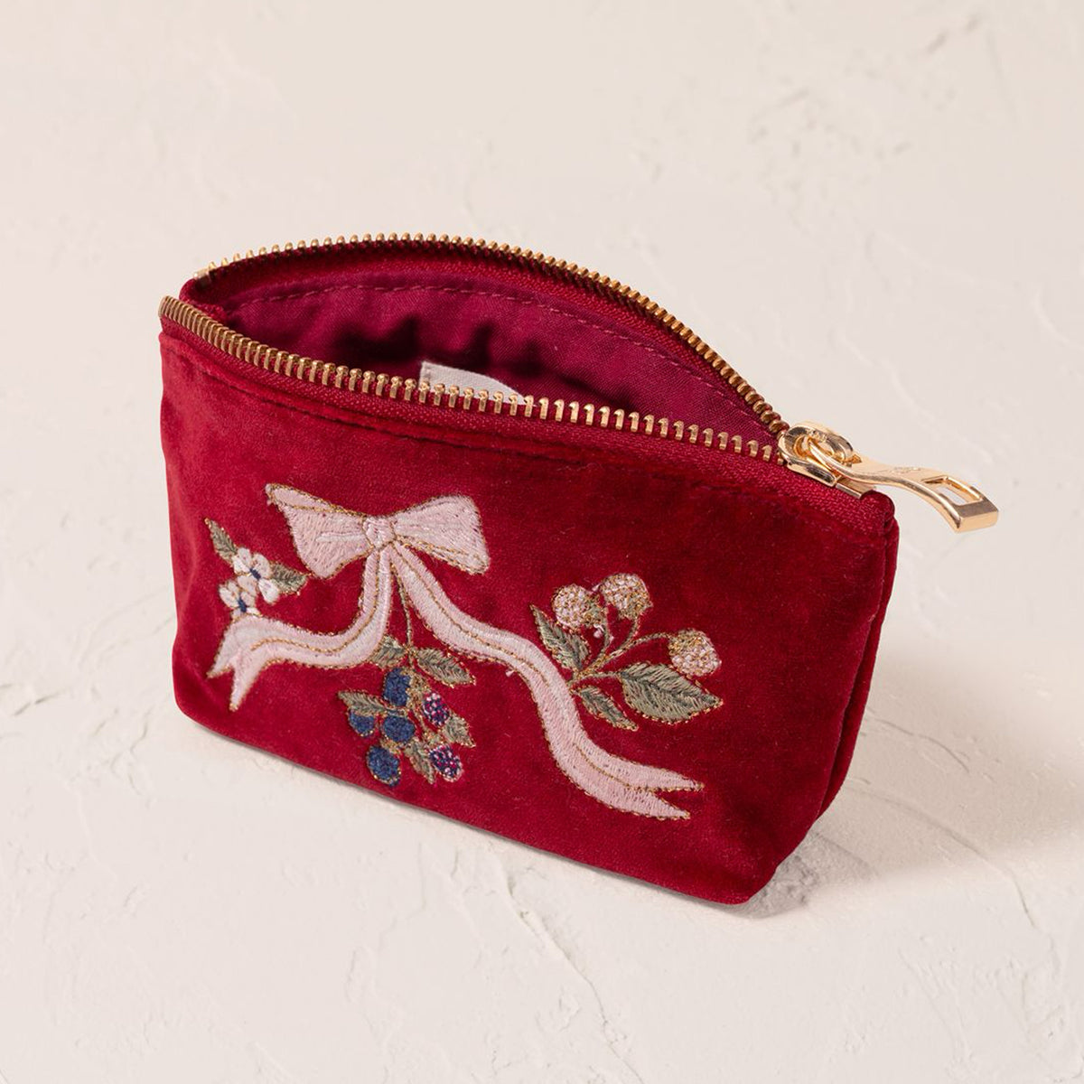 19419 - Berries & Bows Velvet Coin Purse Rouge