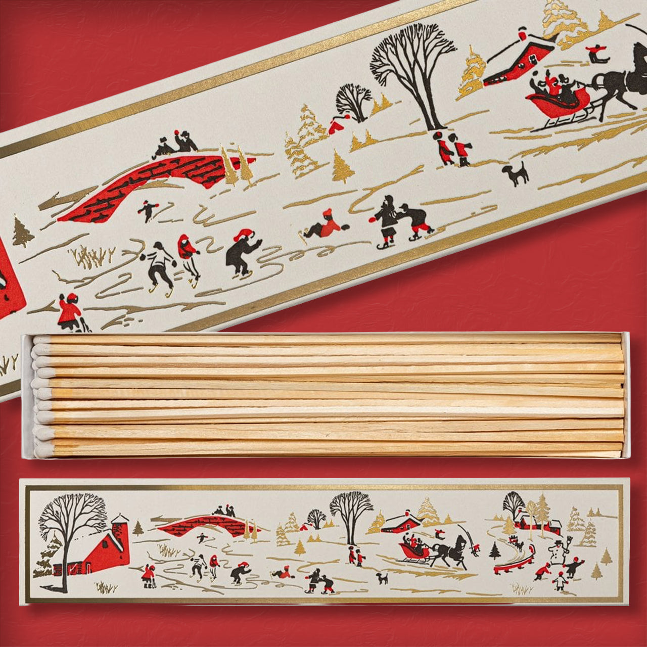 Winter Snowscape Christmas Long Safety Matches - Whistlefish