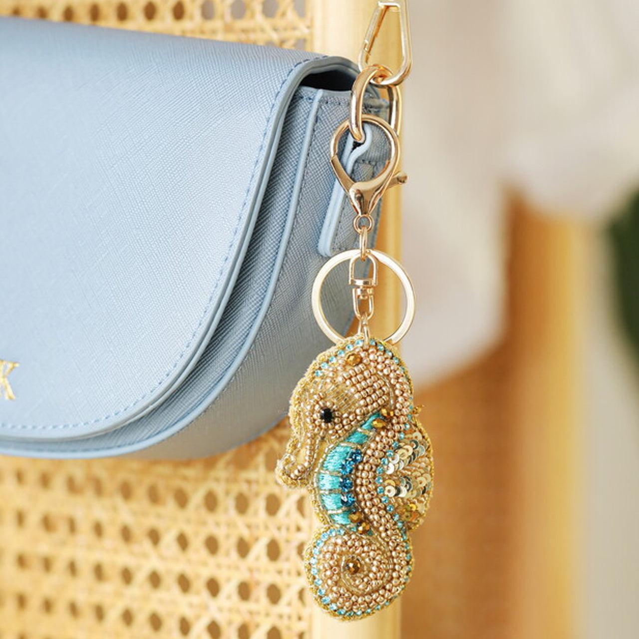 82979 - Seahorse Beaded Keyring
