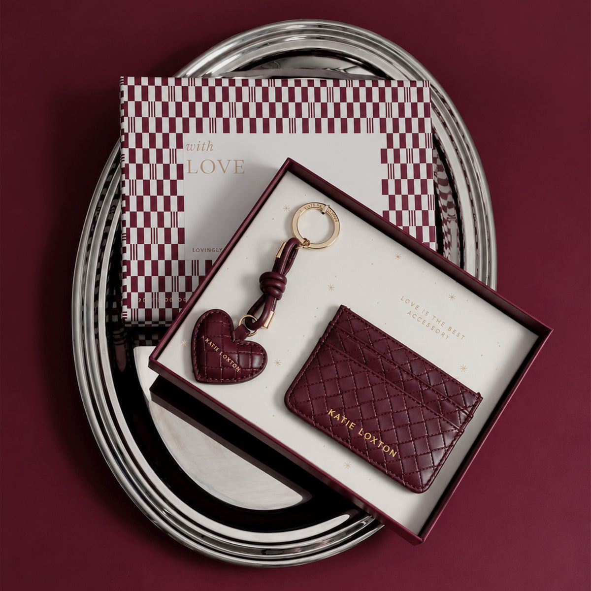 KLB4665 - Woven Cherry Keyring and Card Holder in Gift Box