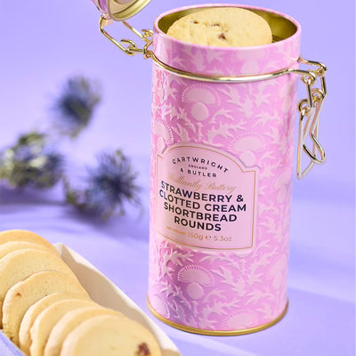 Biscuits-4721 - Strawberry & Clotted Cream Shortbread Tin-Cartwright & Butler