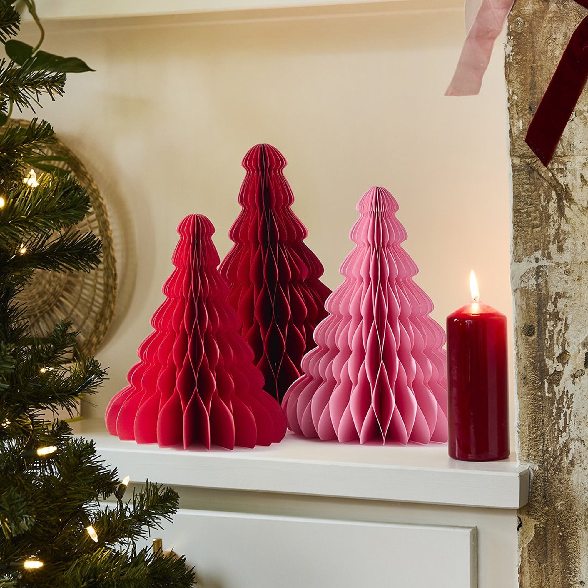 HBSB205 - Pink & Red Card Honeycomb Trees Pack of 3