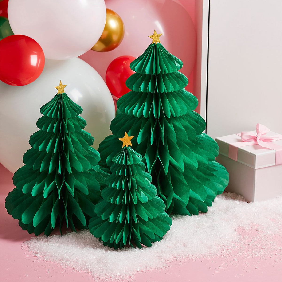 HBHJ105 - Green Honeycomb Christmas Trees Pack of 3
