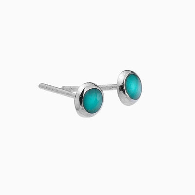 Round Turquoise Silver Stud Earrings - Whistlefish
