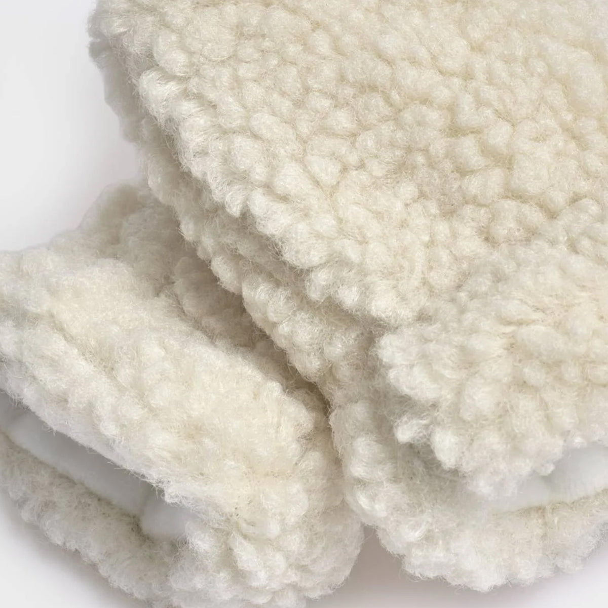 BA0137 - Borg Baby Hat And Mittens in Off White
