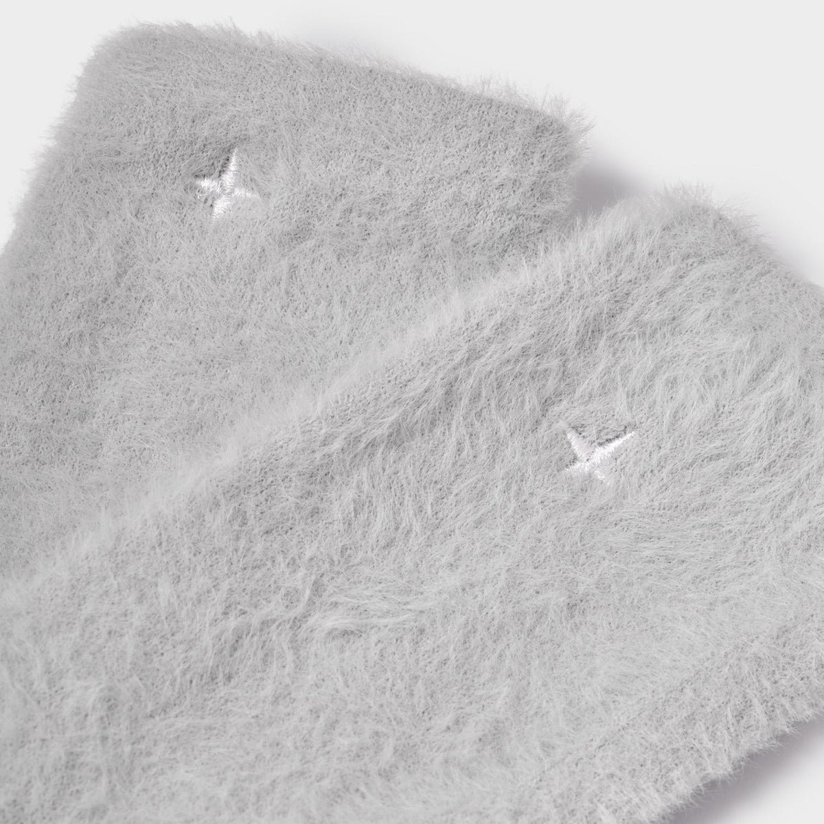 KLS814 - Fluffy Pale Grey Star Socks in Gift Box