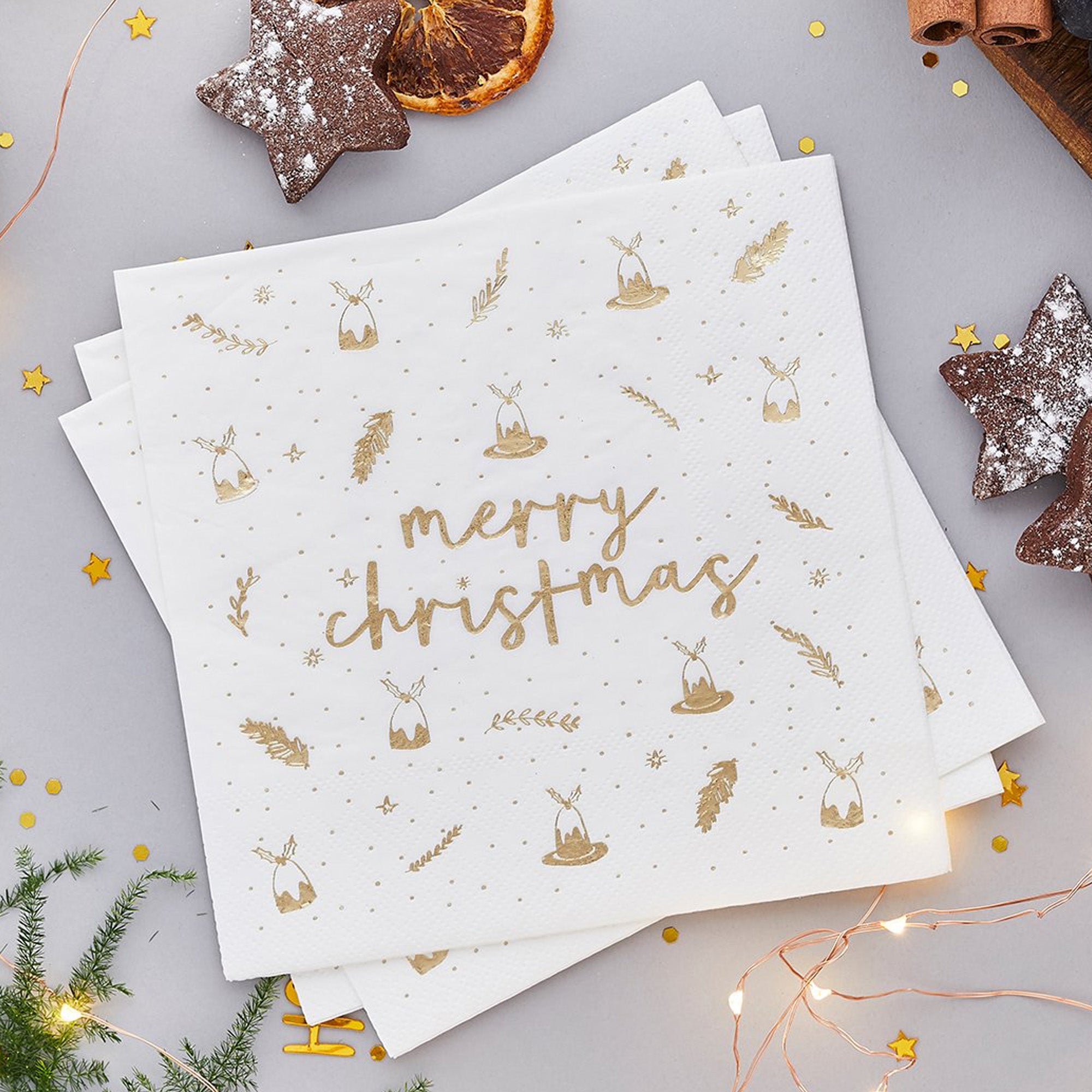 HBCC104 - Gold 'Merry Christmas' Paper Napkins