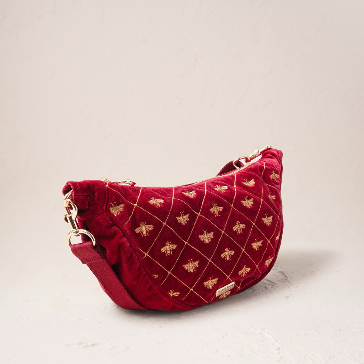 19501 - Bee Trellis Velvet Crossbody Sling Bag