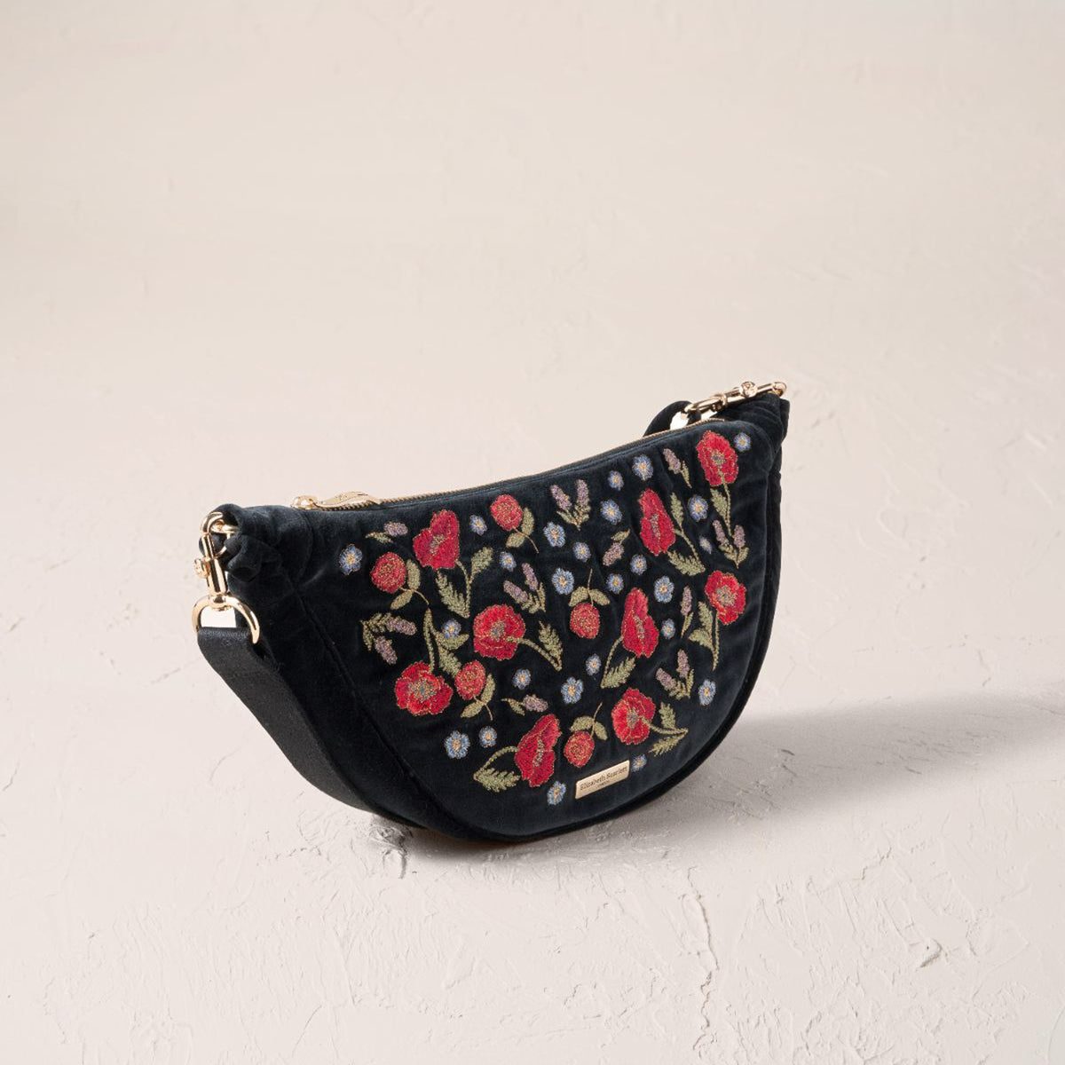 18856 - Poppy Meadow Velvet Crossbody Sling Bag