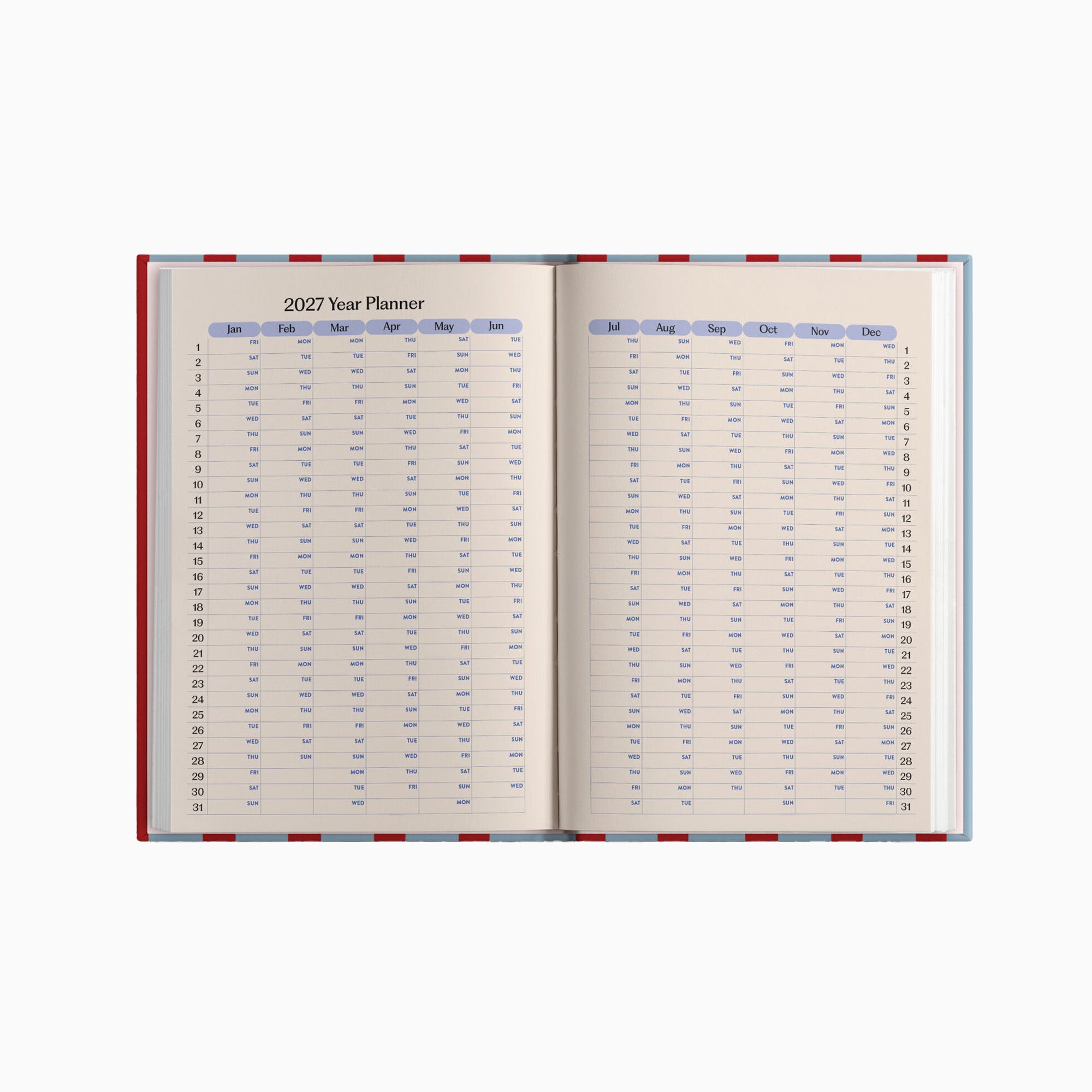 Diary-DIARY-A5-RNB - 2027 Red & Blue Stripe A5 Diary-Good Tuesday