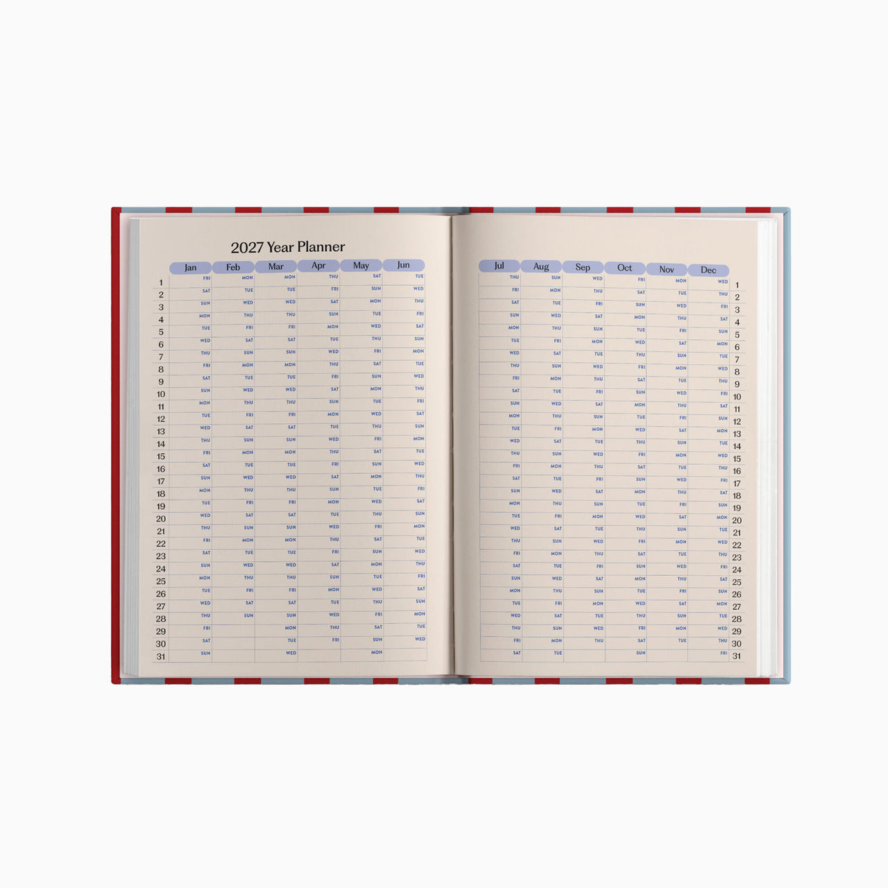 Diary-DIARY-A5-RNB - 2027 Red & Blue Stripe A5 Diary-Good Tuesday
