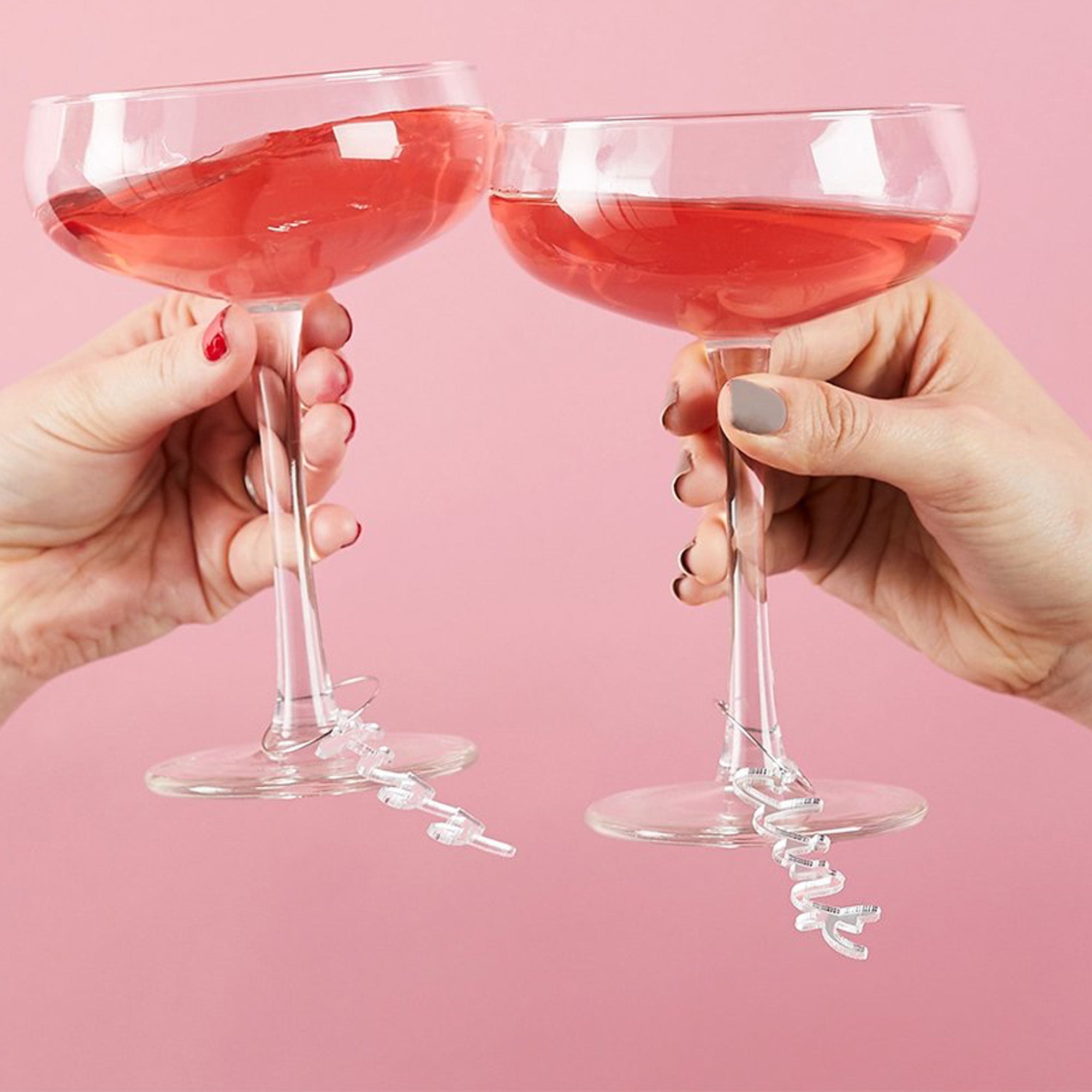 HBGC109 - Silver Good Cheer Acrylic Drink Charms Pack of 6