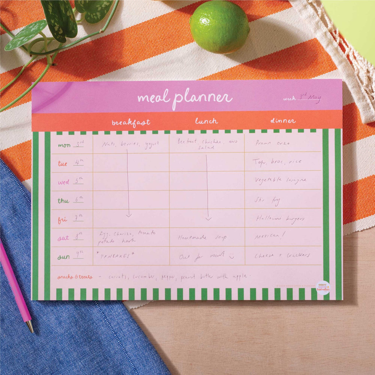 Planner-PAD-MEAL-CST-A4 - Cabana Stripe Week Meal Planner-Good Tuesday