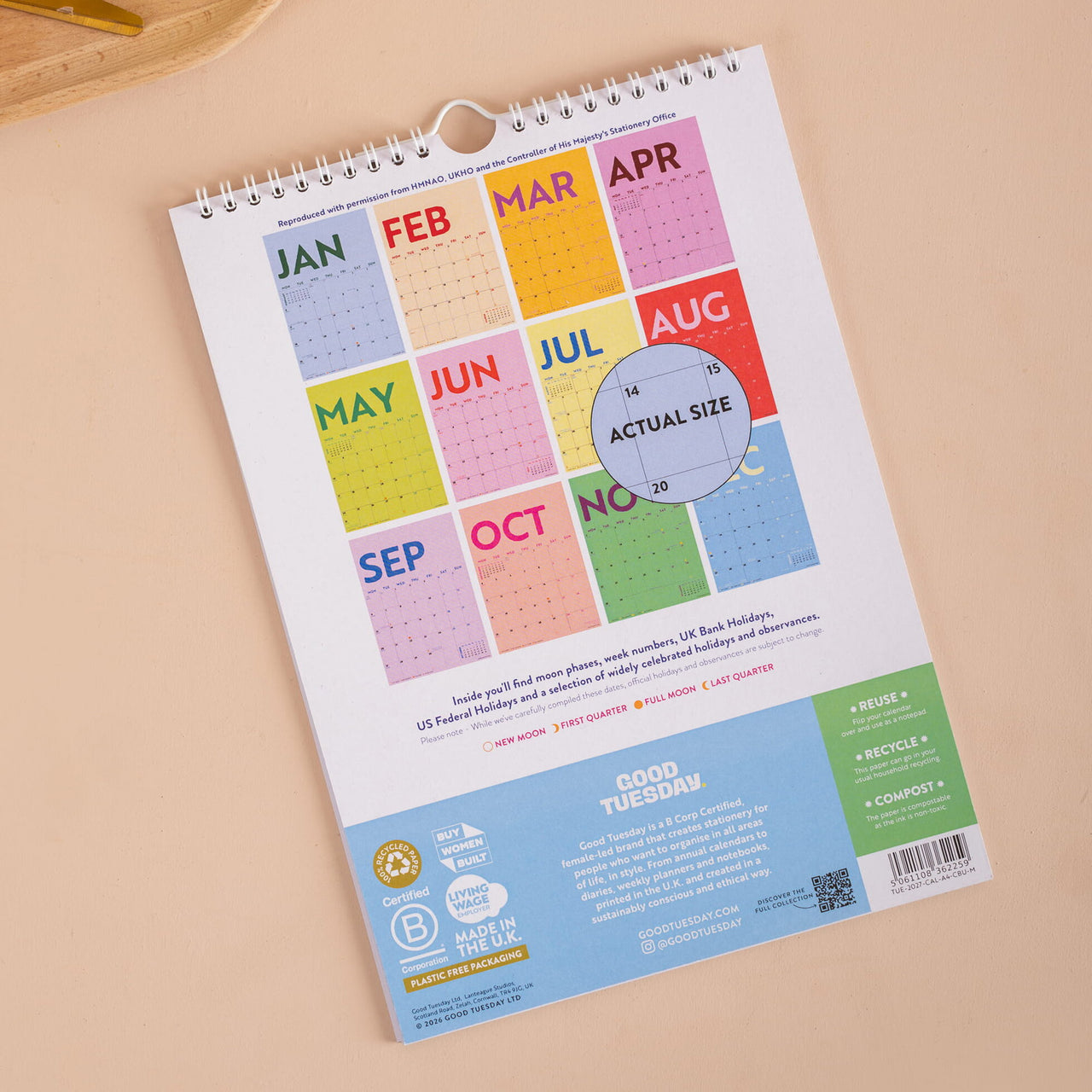 Calendar-CAL-A4-CBU-M - 2027 Colourburst A4 Calendar-Good Tuesday