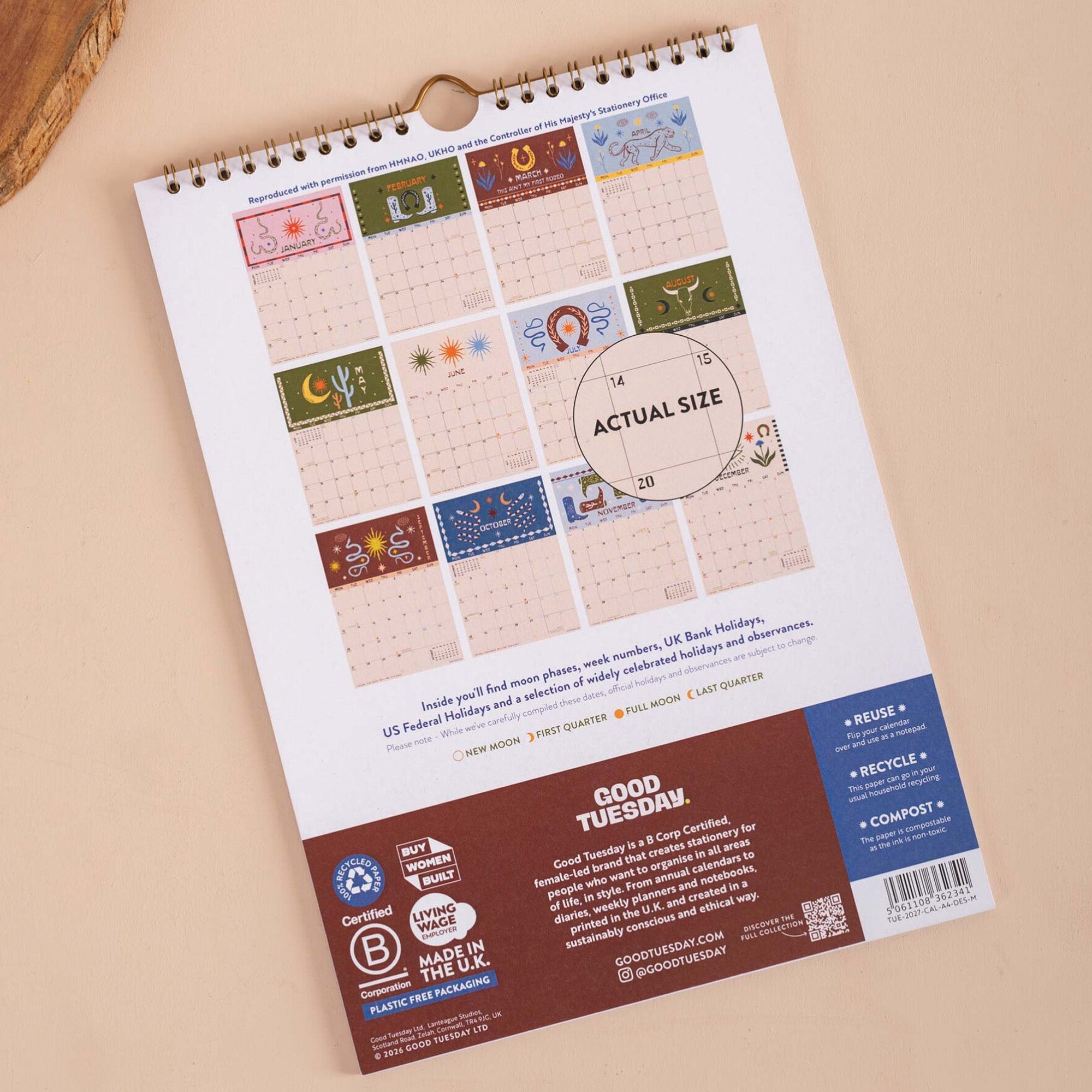 Calendar-CAL-A4-DES-M - 2027 Desert Dreams A4 Calendar-Good Tuesday