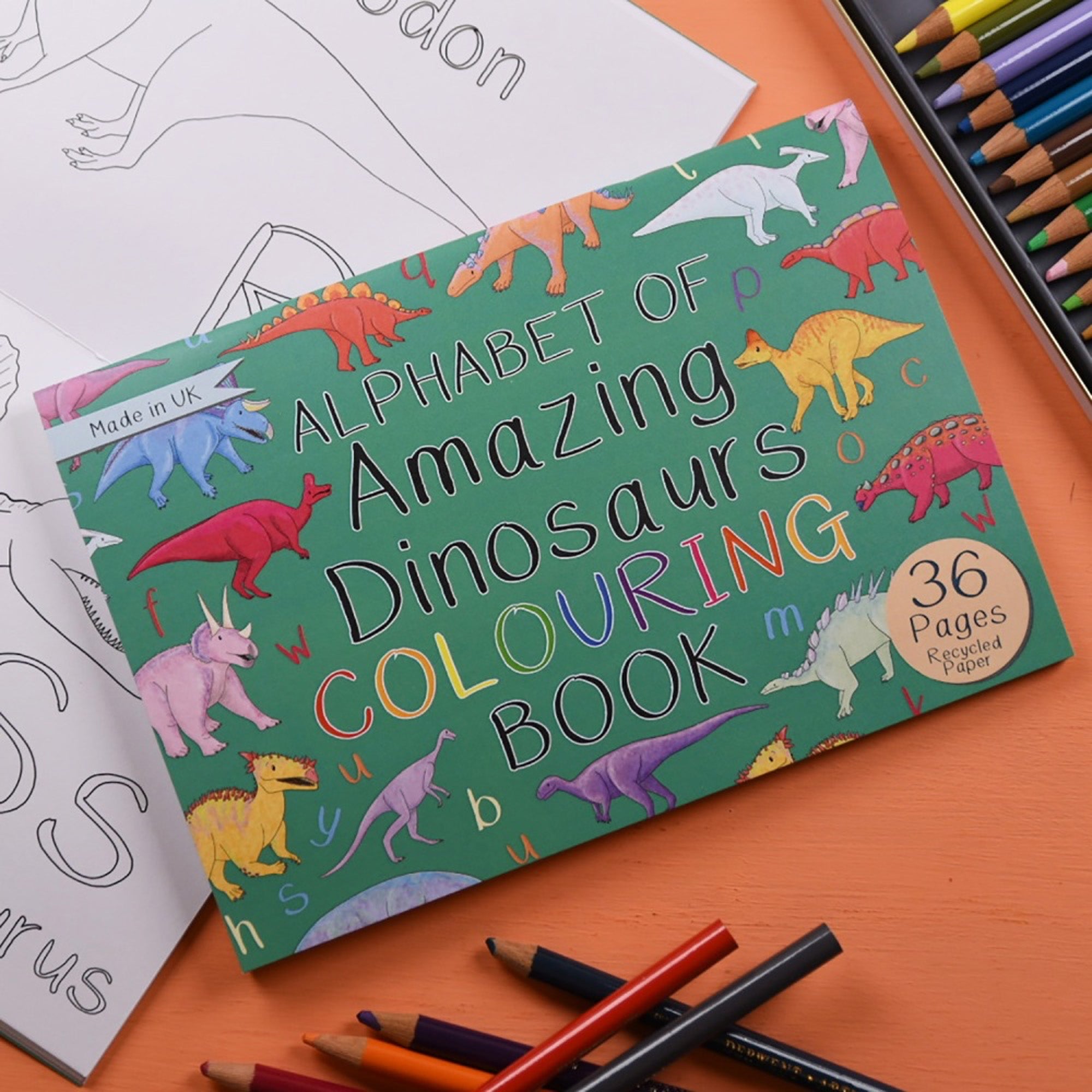 Colouring Book-ALADCB - Amazing Dinosaurs Alphabet Colouring Book-Button & Squirt