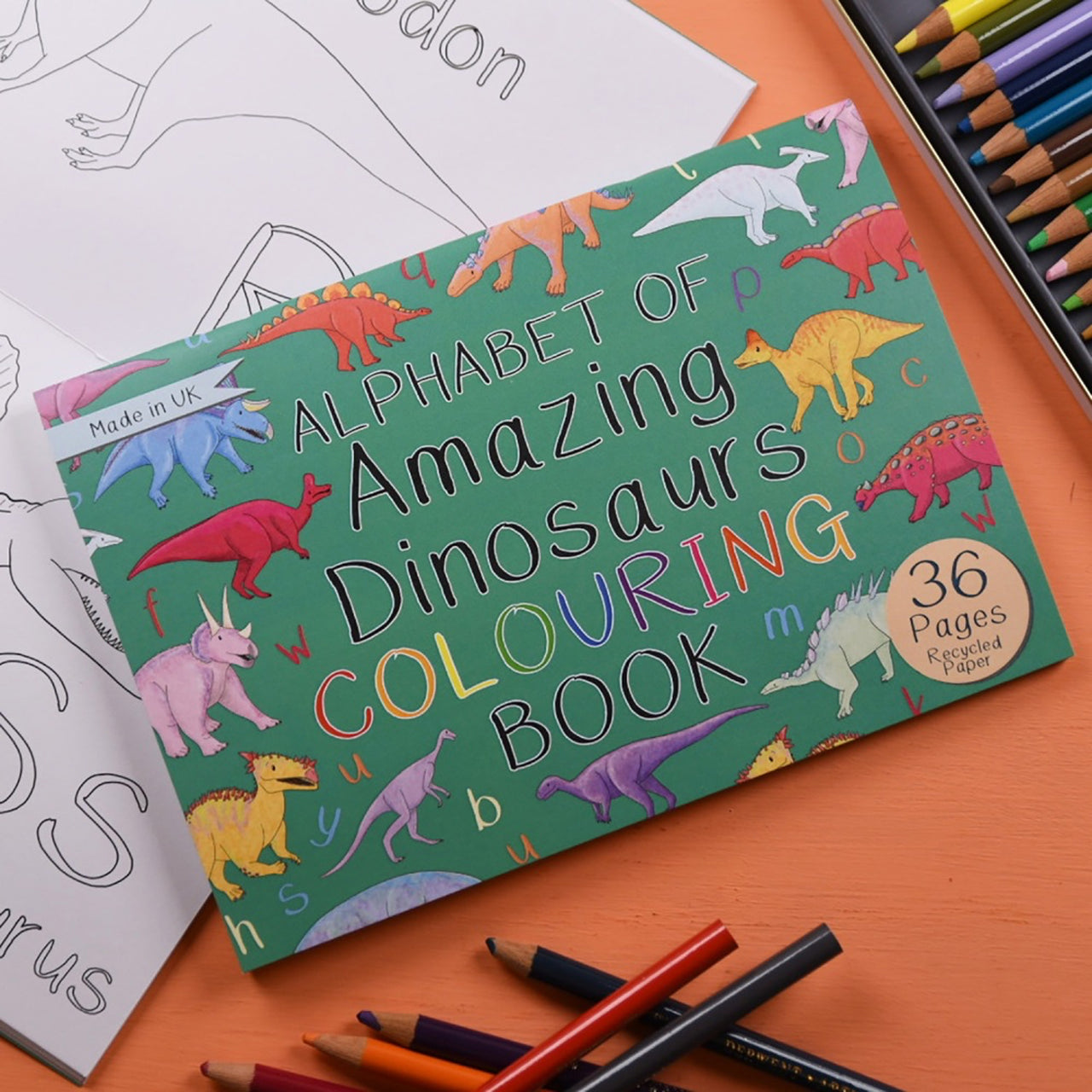 Colouring Book-ALADCB - Amazing Dinosaurs Alphabet Colouring Book-Button & Squirt