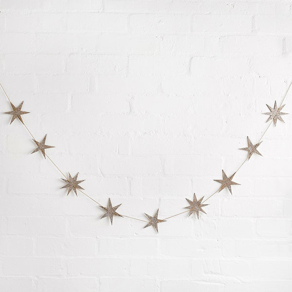 Glitter Star Wooden Garland - Whistlefish