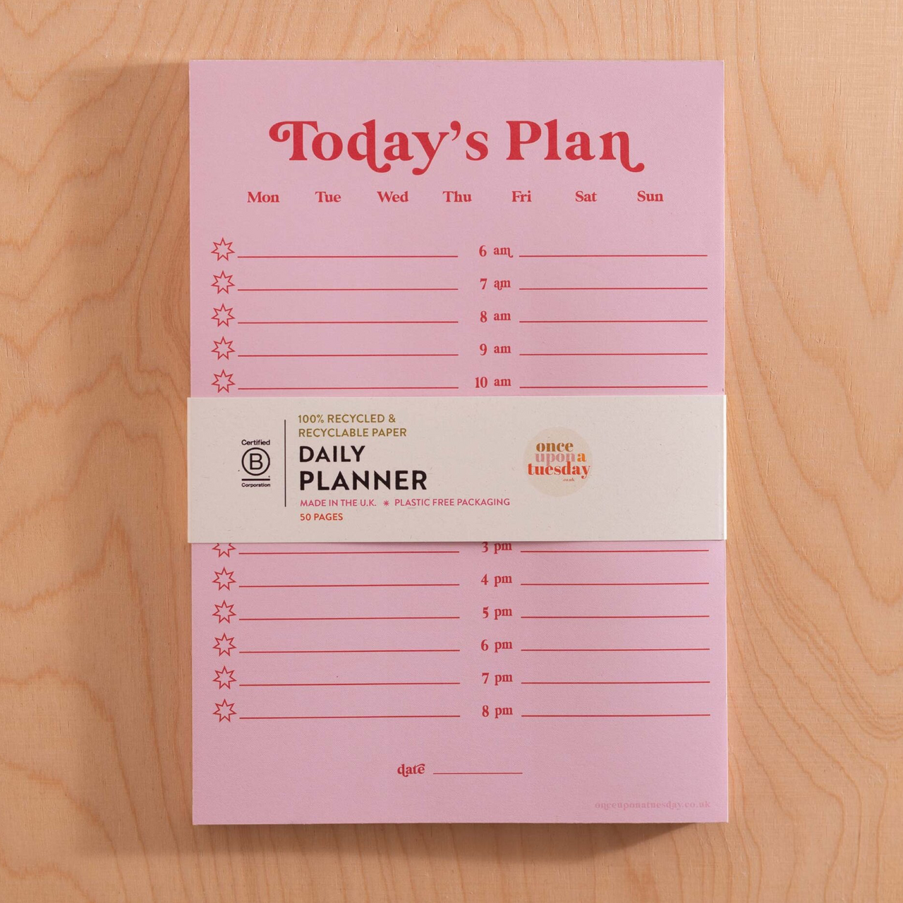 Planner-PAD-DLY-PNR-A5 - Pink & Red Daily Planner Pad-Good Tuesday