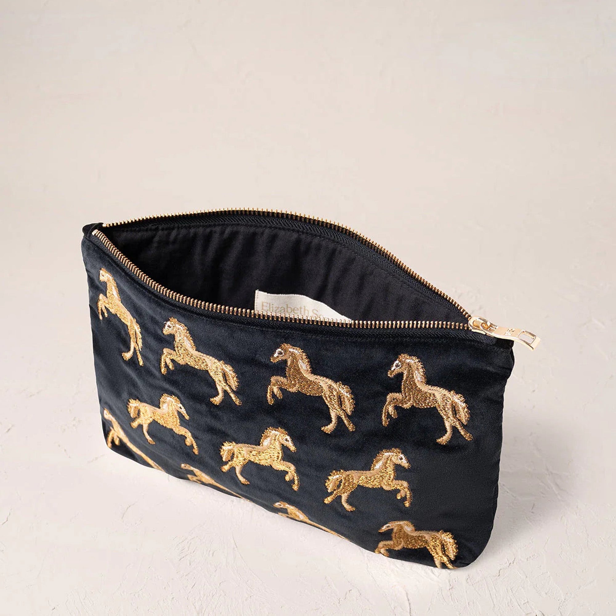 11499 - Wild Horses Velvet Everyday Pouch Charcoal