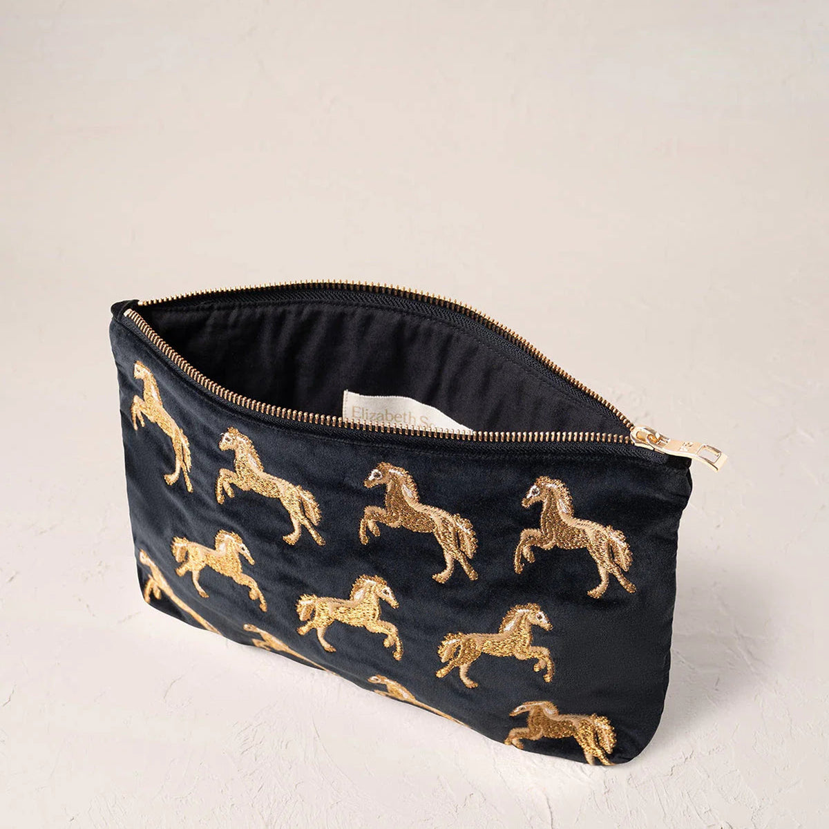 11499 - Wild Horses Velvet Everyday Pouch Charcoal