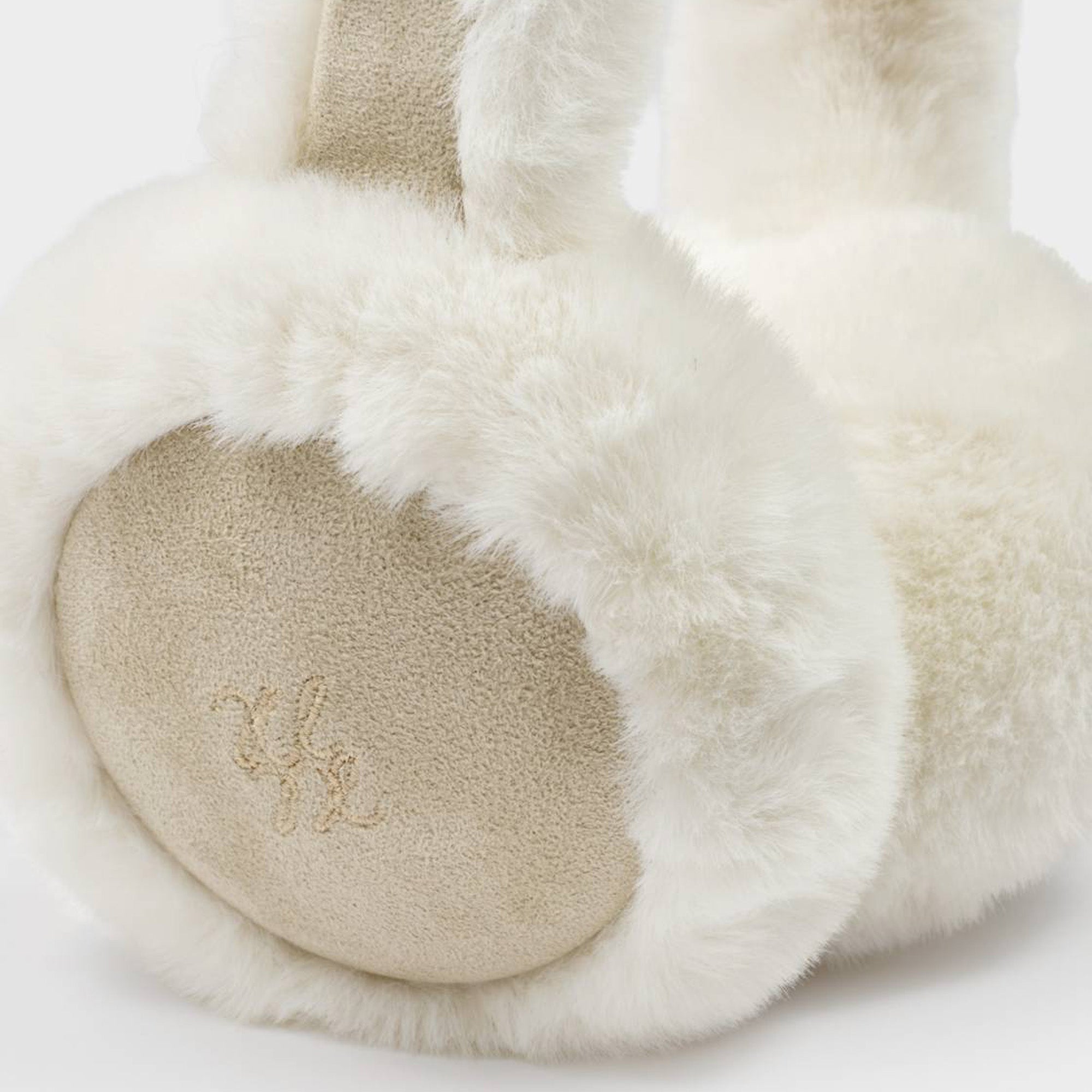 KLS879 - Faux Suede Earmuffs Taupe and Cream