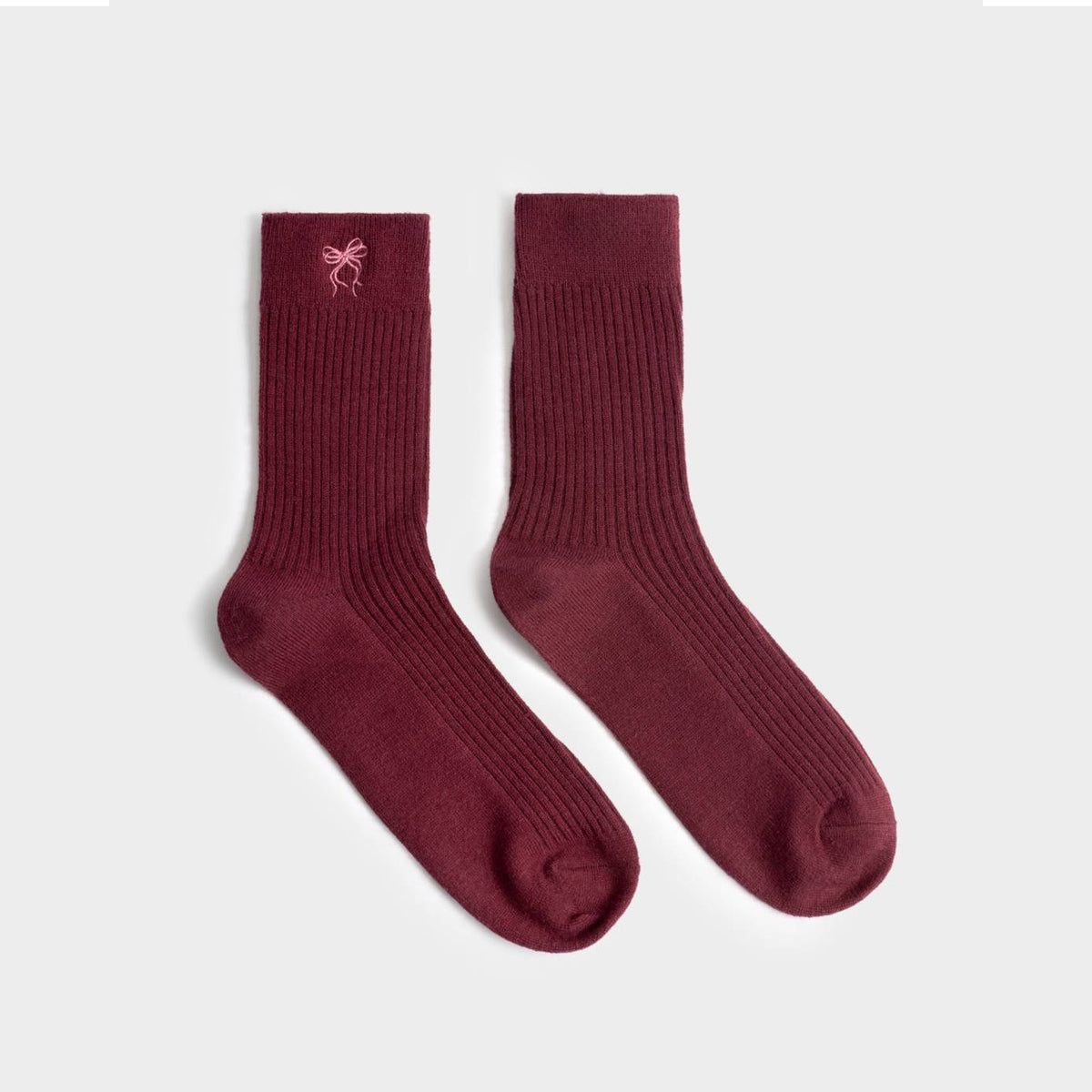 KLS815 - Ribbed Cherry Bow Socks in Gift Box
