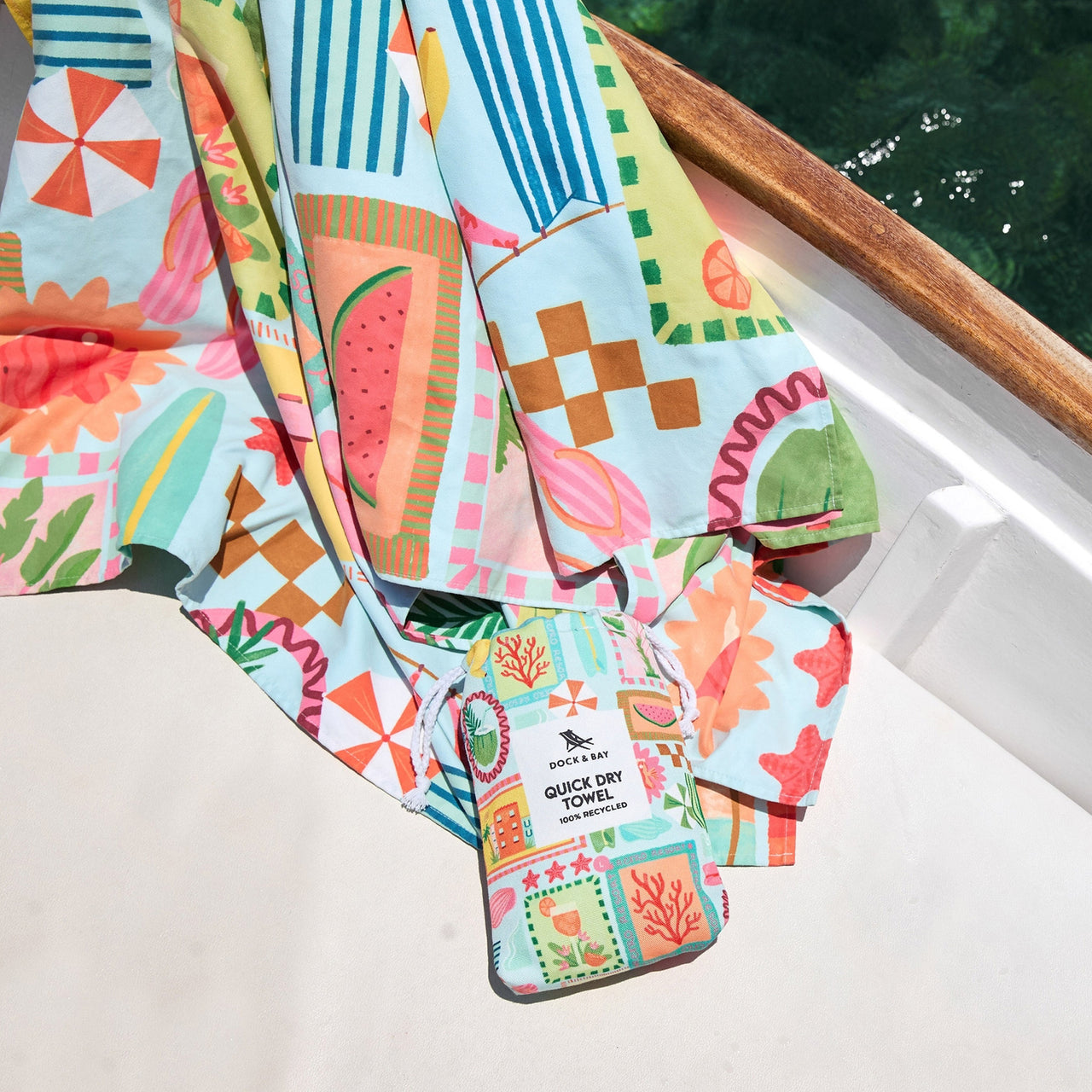 Beach Towel-TOWLB-DES-LG-WYWH - Dock & Bay Quick Dry Towel Wish You Were Here-Dock & Bay