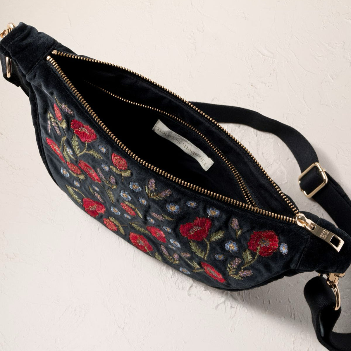18856 - Poppy Meadow Velvet Crossbody Sling Bag