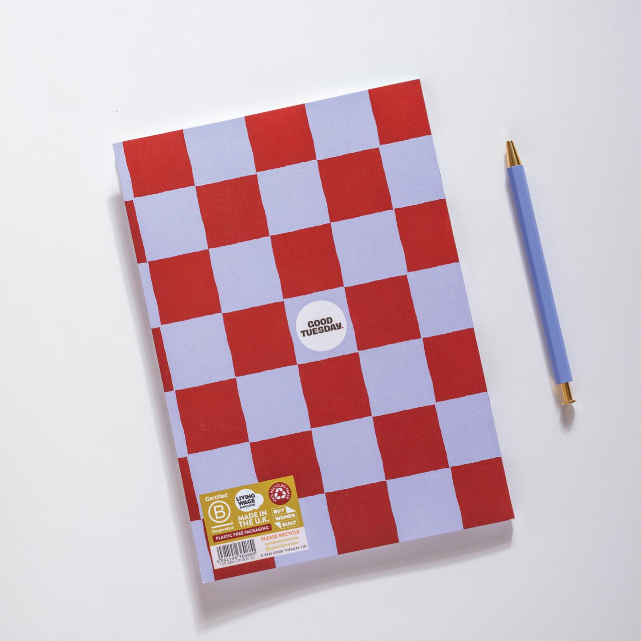 Notebook-TUE-NBK-STP-BUC-A5 - Blue Berry Check A5 Notebook-Good Tuesday