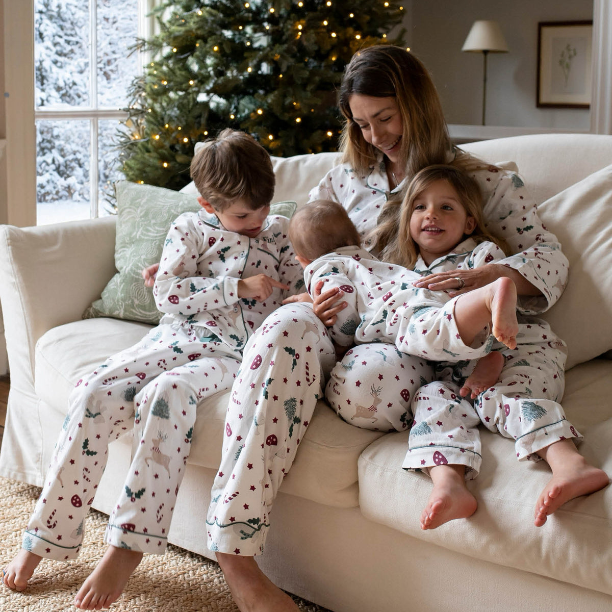 XSS12CCA - Christmas Carousel Baby Flannel Sleepsuit 6 To 12M