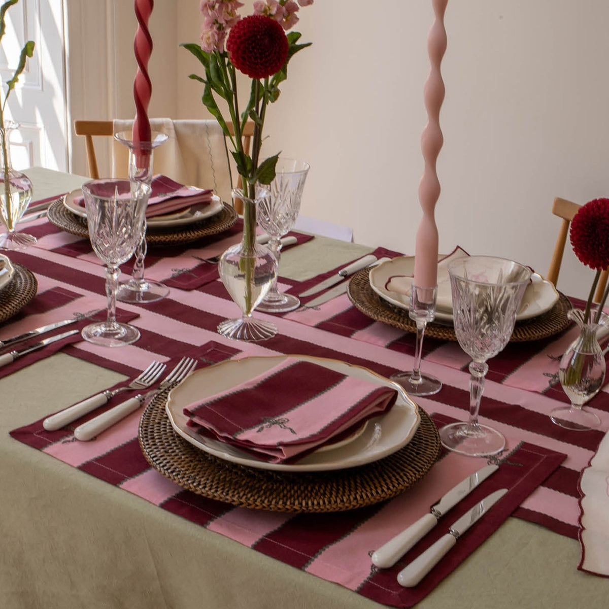 XTRBST - Burgundy Stripe Table Runner