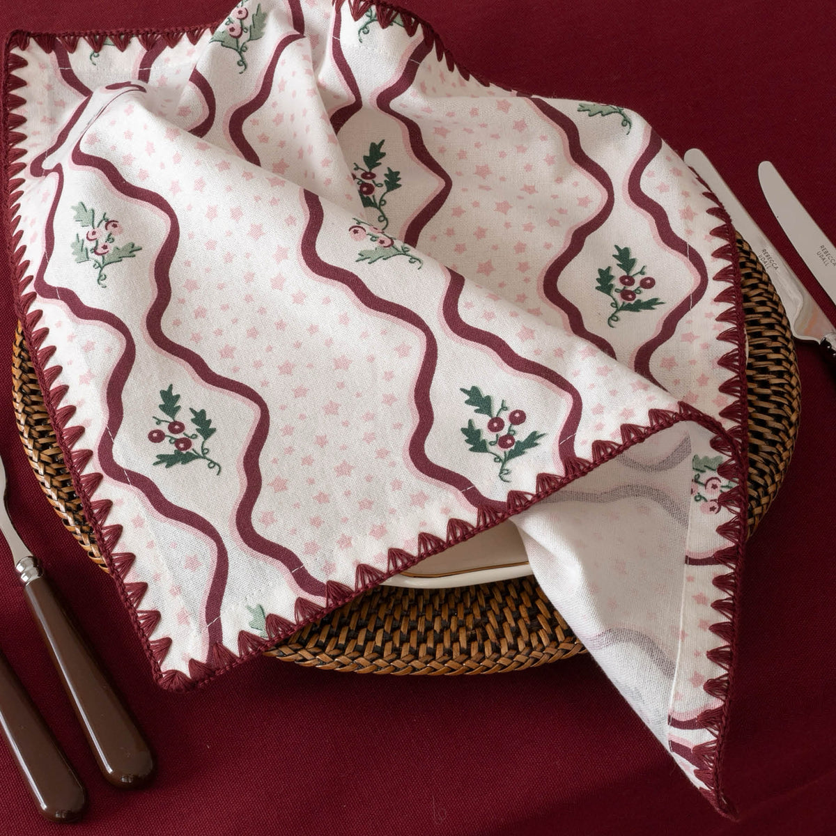 XNABRI2 - Berry Ribbons Printed Napkins Set Of 2