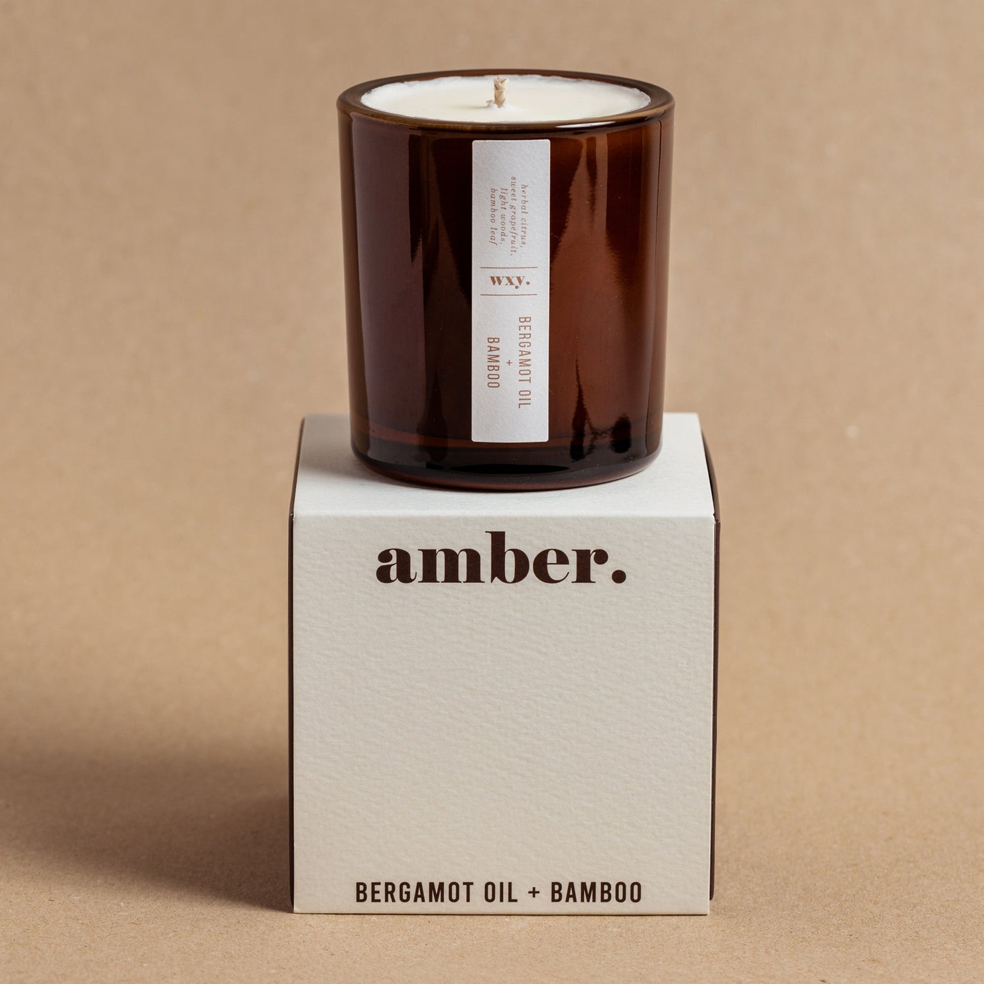 WXYBA0501 - Amber 5oz Candle Bamboo and Bergamot Oil