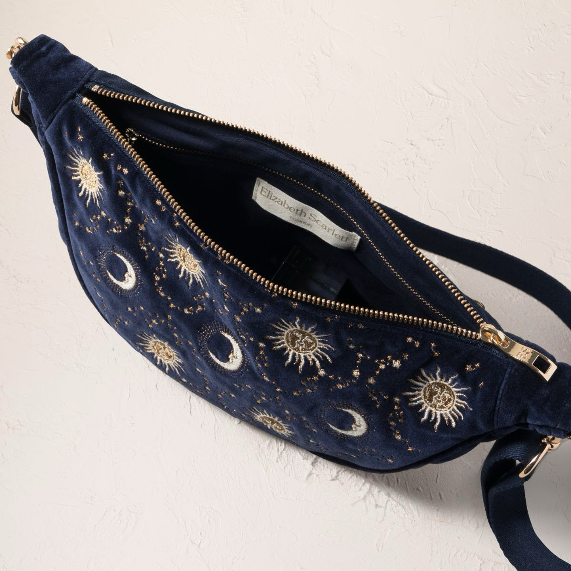 19020 - Celestial Sun & Moon Velvet Crossbody Bag
