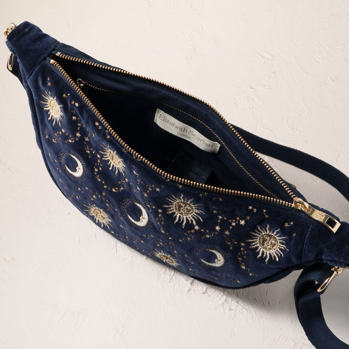 19020 - Celestial Sun & Moon Velvet Crossbody Bag