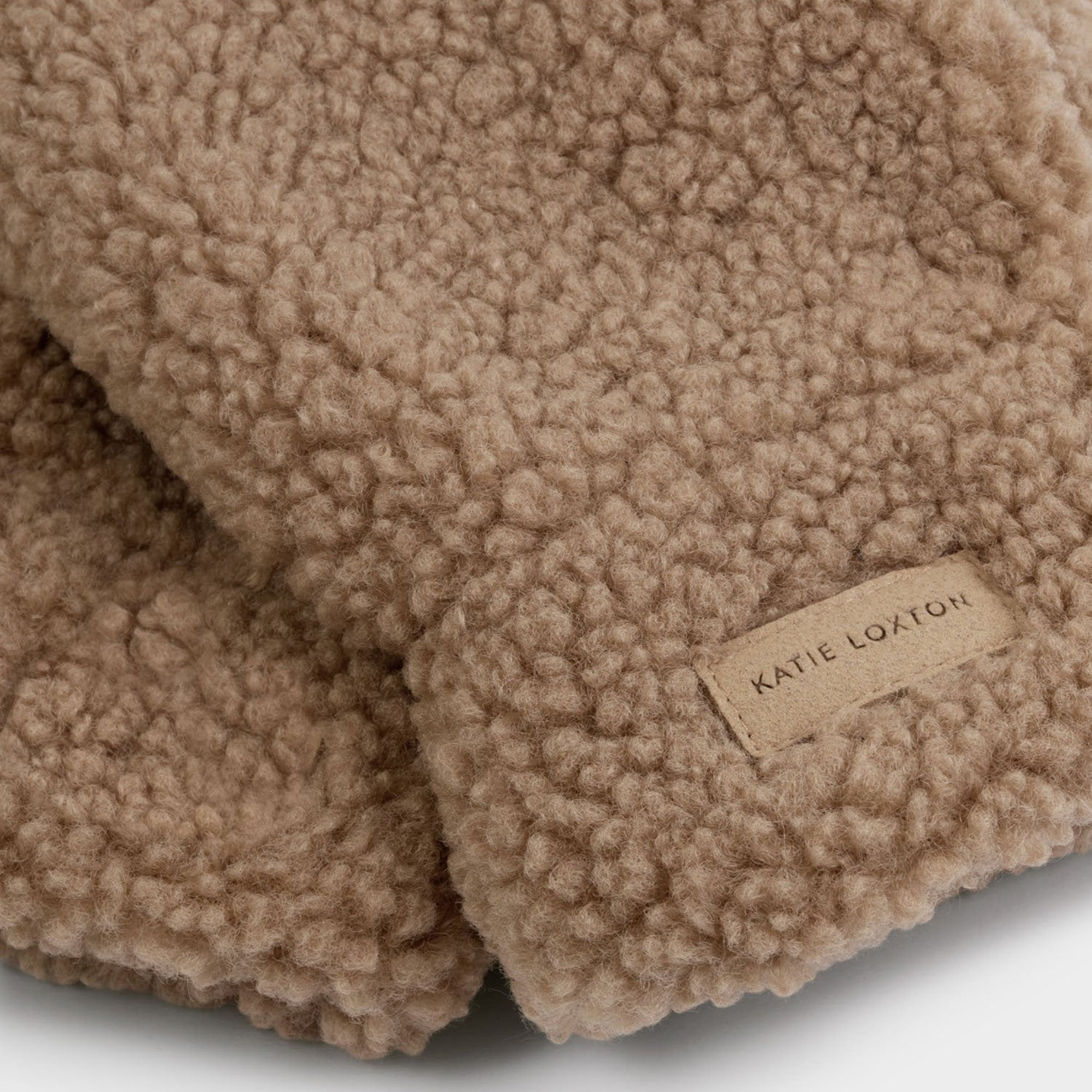 KLS882 - Faux Fur Mittens with Cord in Chocolate