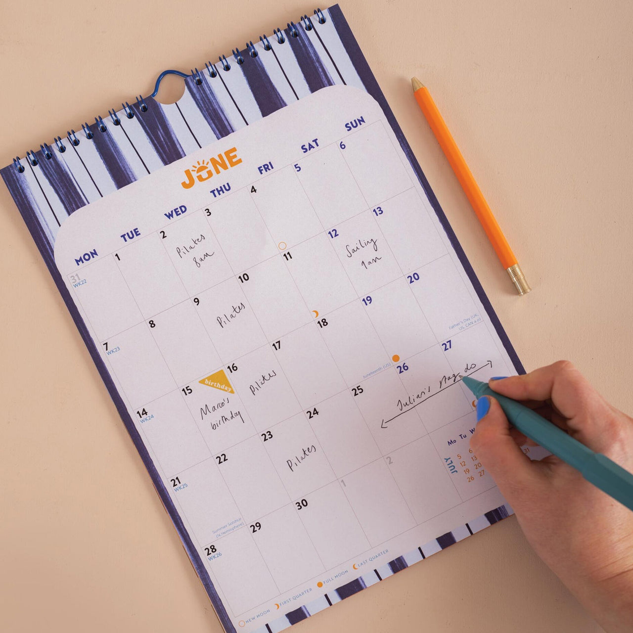 Calendar-CAL-A4-COA-M - Coastal Stripe A4 2027 Calendar-Good Tuesday