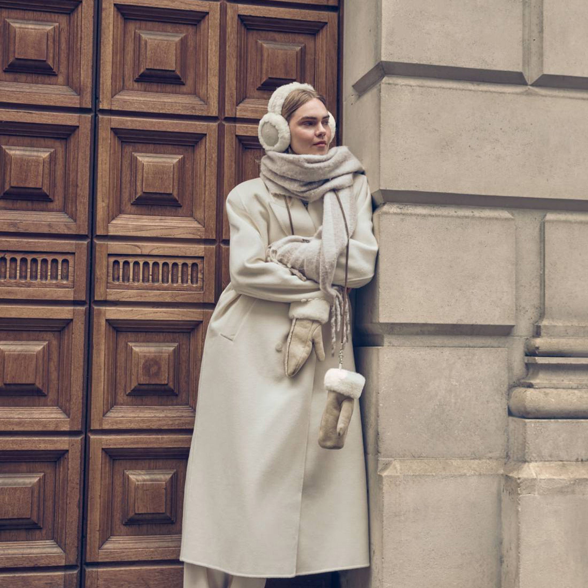 KLS879 - Faux Suede Earmuffs Taupe and Cream