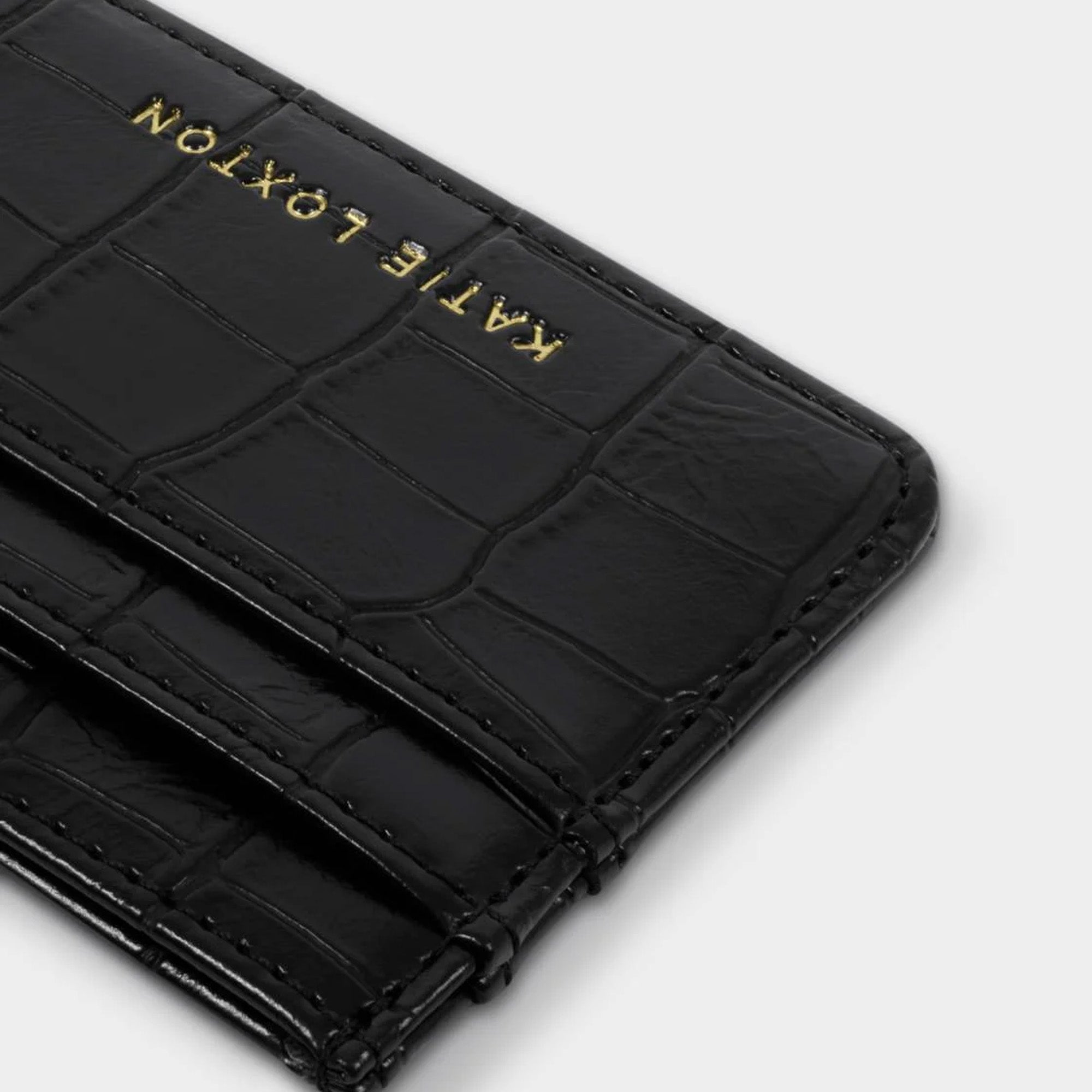 KLB4943 - Black Croc Keyring and Card Holder in Gift Box